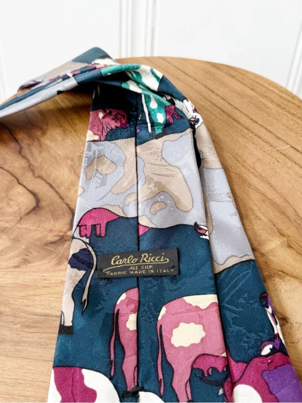 Carlo Ricci Silk Cow Print Abstract Rancher Tie Made in Italy